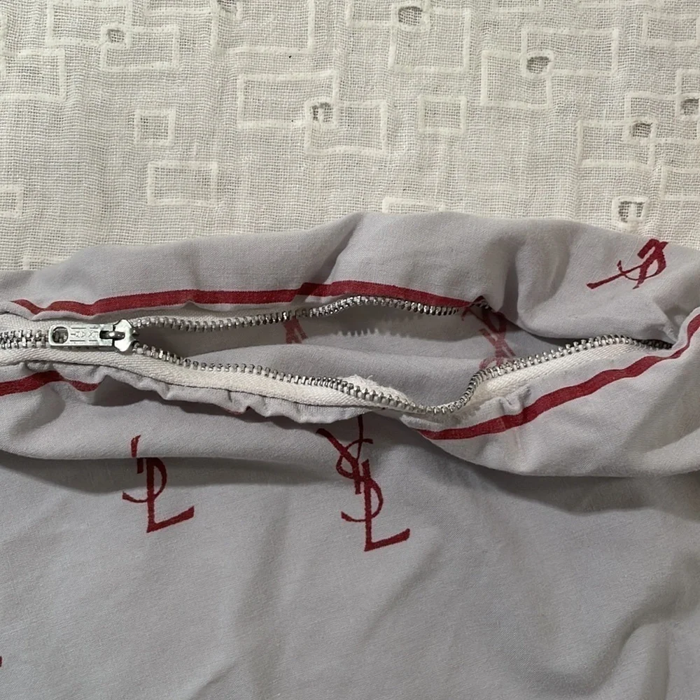 Vintage YSL Burgundy Emblem Duvet Cover With Zipper